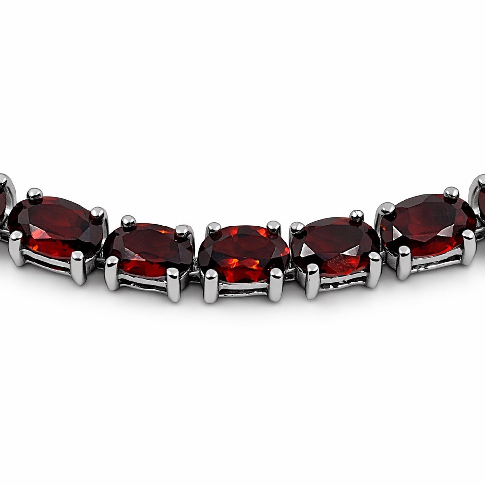 925 Sterling Silver FAS Thai African Garnet Bolo Tennis Bracelet Adjustable NWOT - Picture 3 of 11